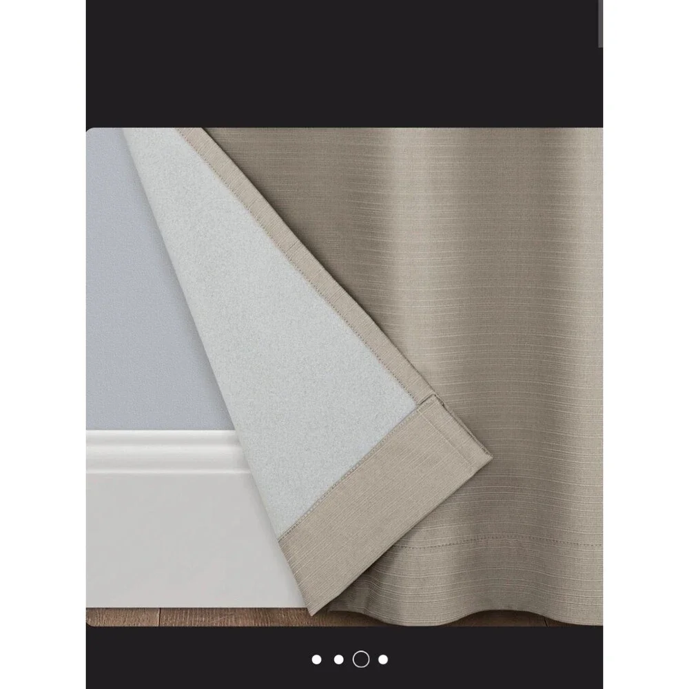 Eclipse Talisa Absolute Zero Beige Blackout Curtain Draft Blocker 63x37 Set of 2